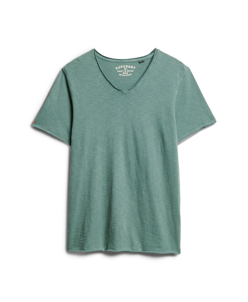 t-shirt met v-hals en rafelige rand in drius green