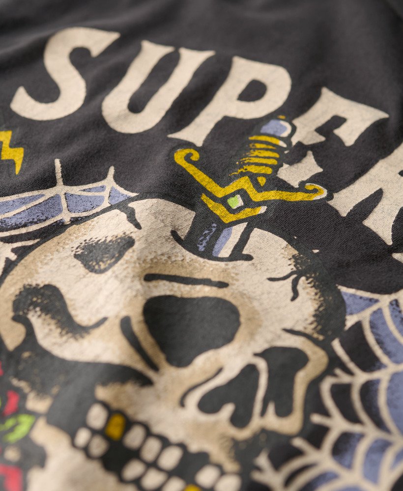 tattoo back graphic loose t-shirt in blackboard