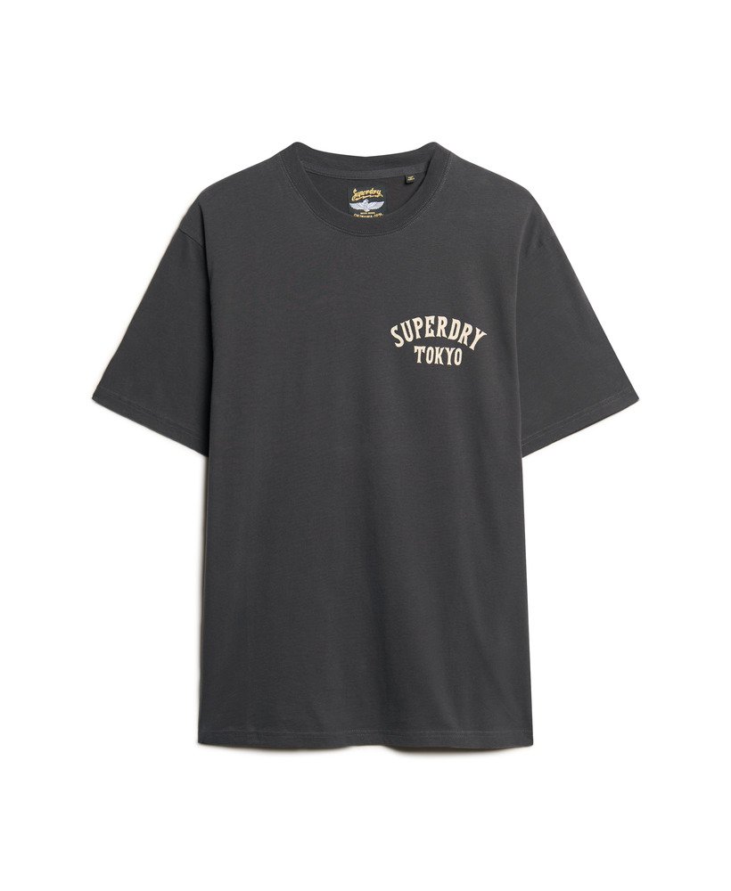 tattoo back graphic loose t-shirt in blackboard