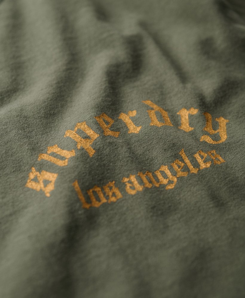 tattoo back graphic loose t-shirt in dark grey green