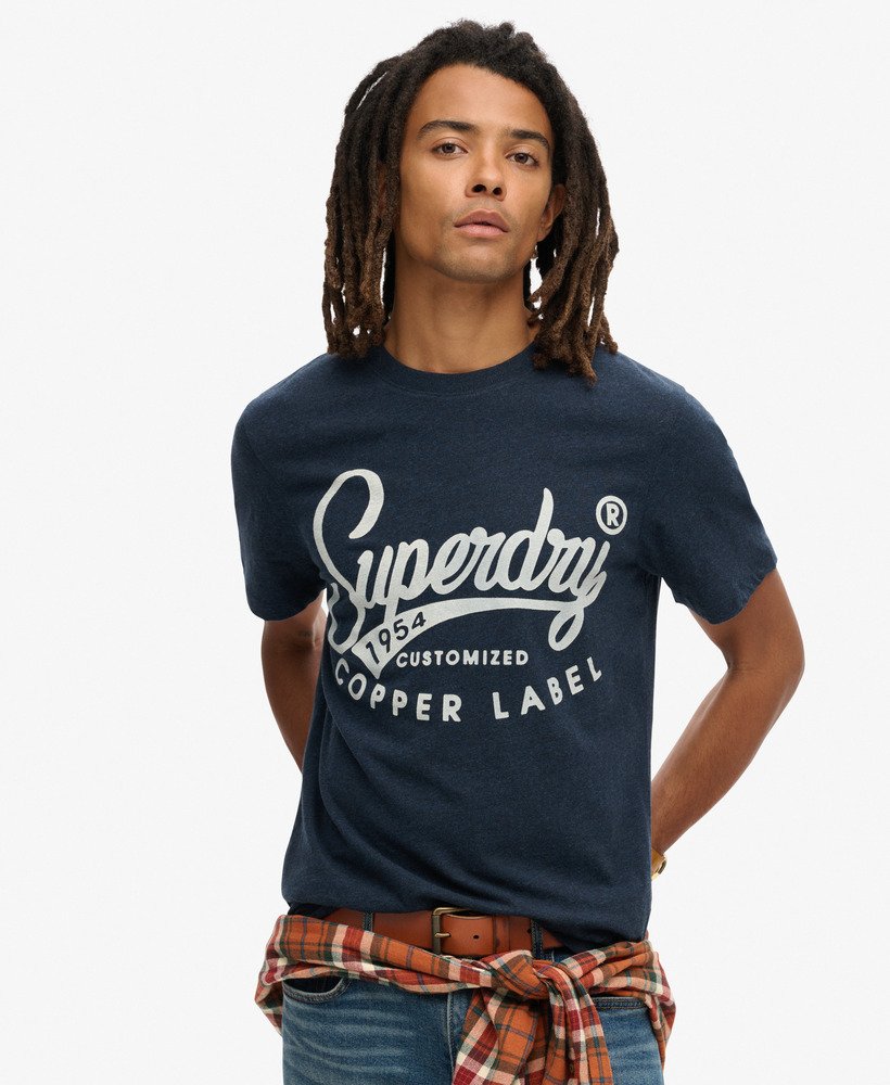copper label workwear t-shirt in surplus black blue grit