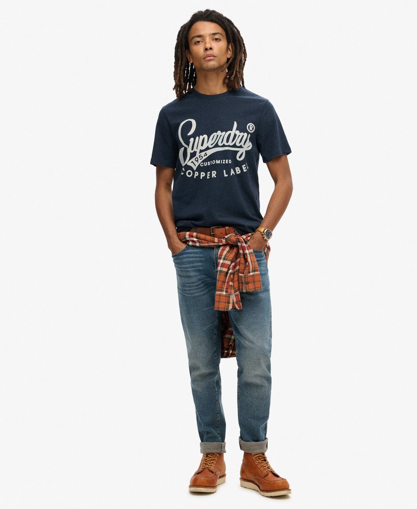 copper label workwear t-shirt in surplus black blue grit