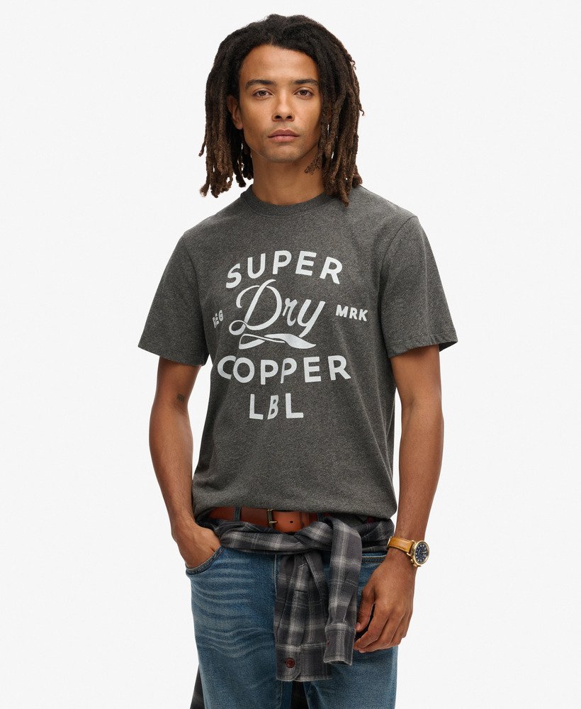 copper label workwear t-shirt in surplus gravel grey grit