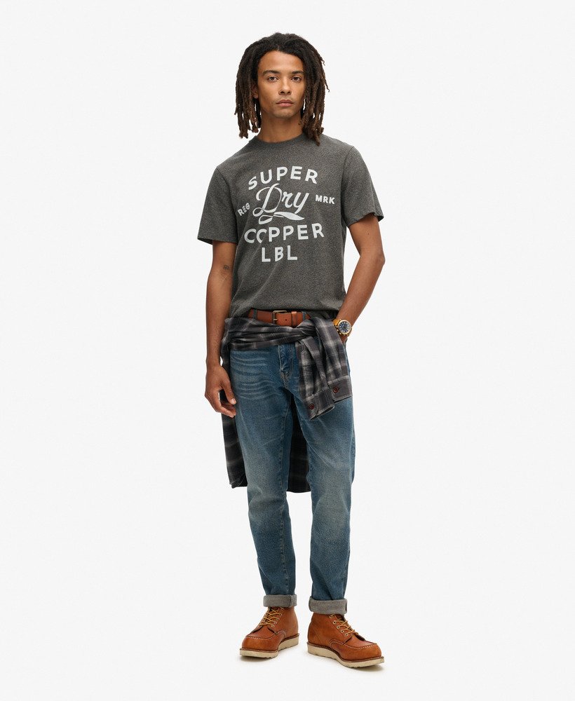 copper label workwear t-shirt in surplus gravel grey grit