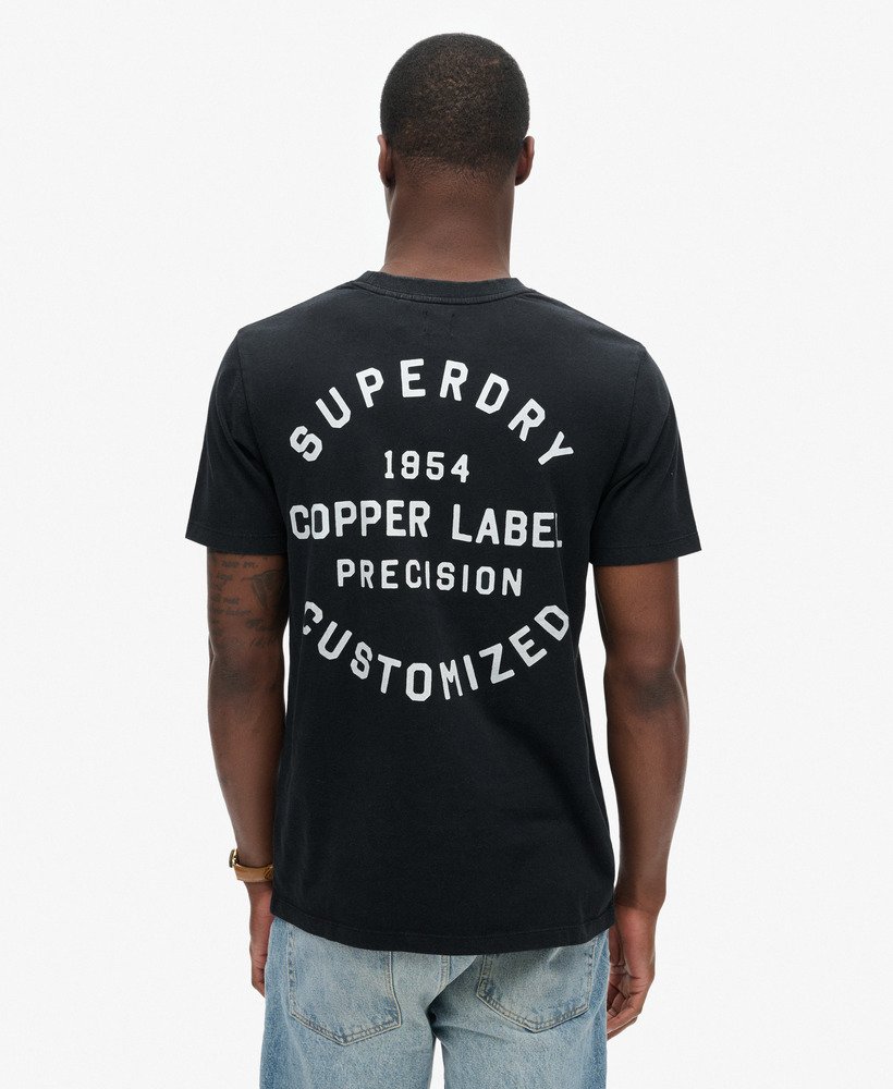 copper label t-shirt met borstprint in gitzwart