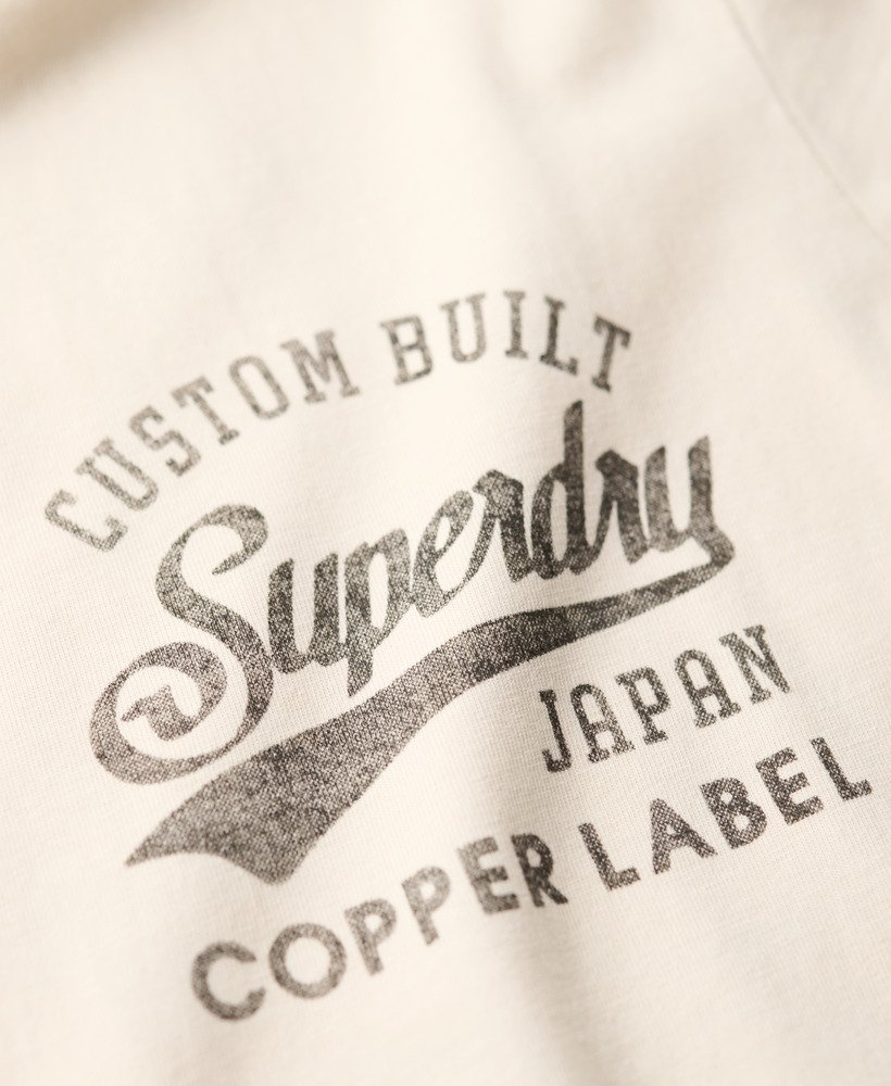 copper label t-shirt met borstprint in rijstwit