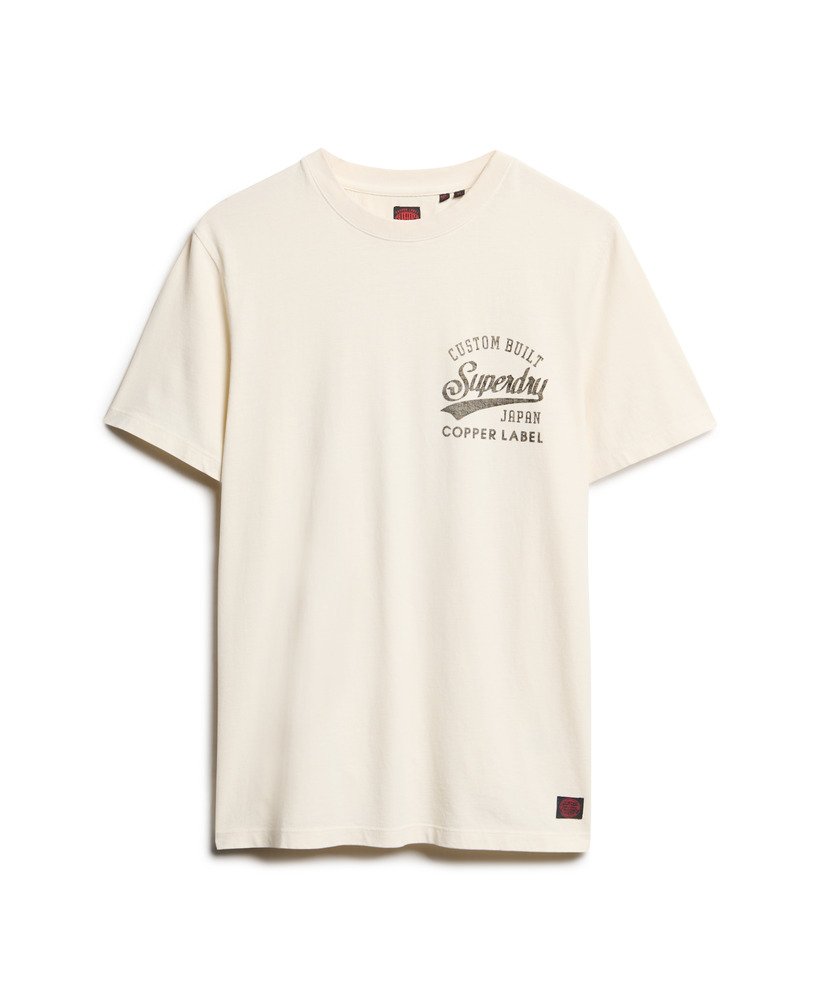 copper label t-shirt met borstprint in rijstwit