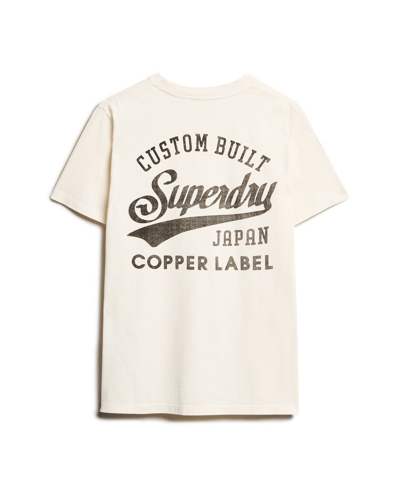 copper label t-shirt met borstprint in rijstwit