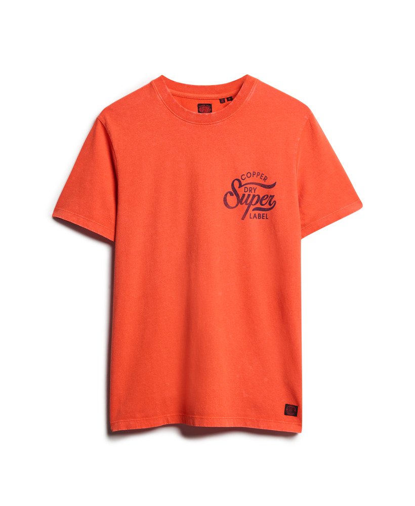 copper label t-shirt met borstprint in roestbruine kleur van denim co.