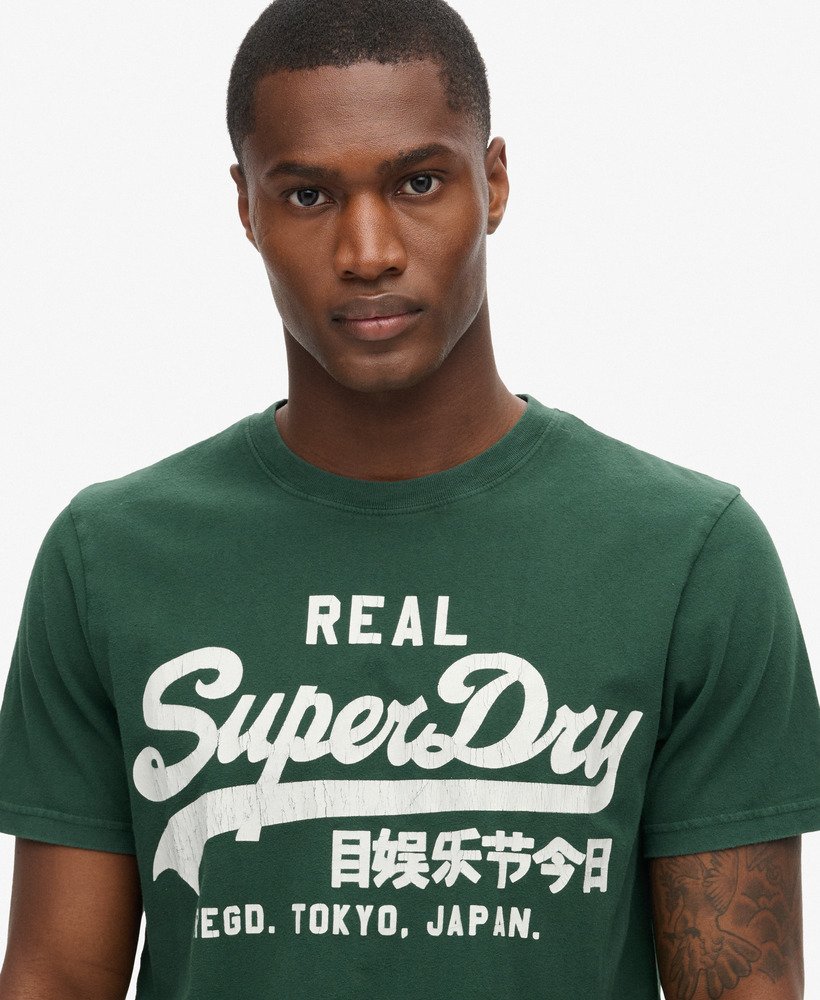 vintage logo graphic t-shirt in emaillegroen