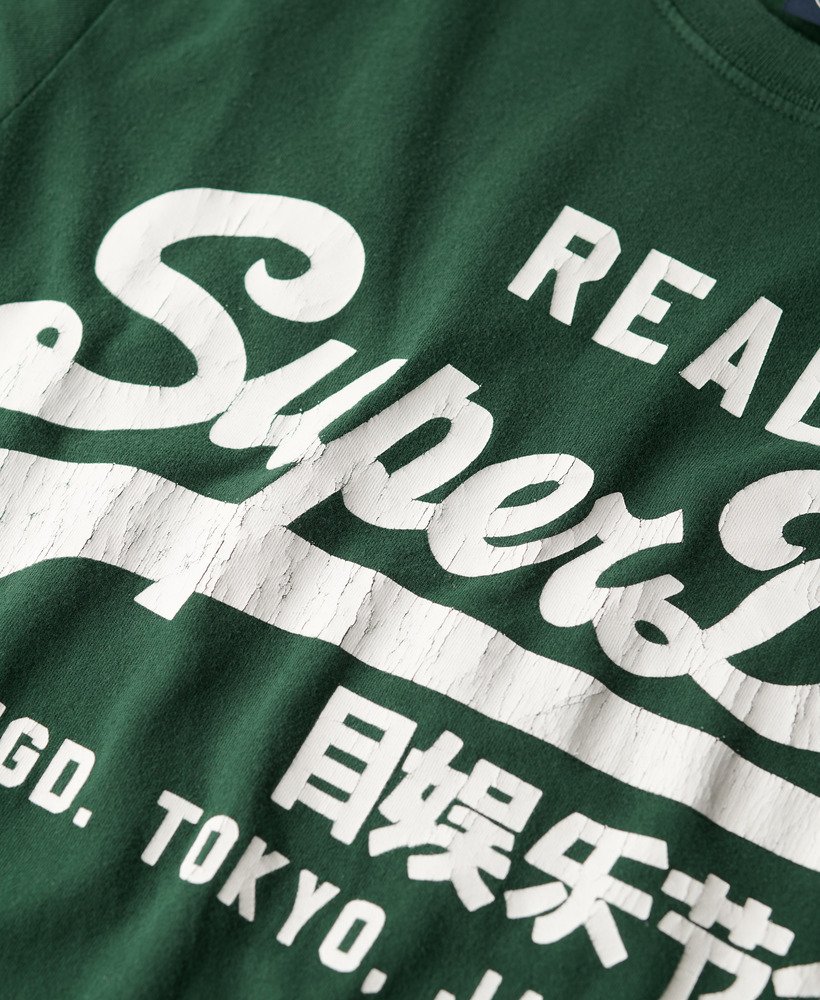 vintage logo graphic t-shirt in emaillegroen