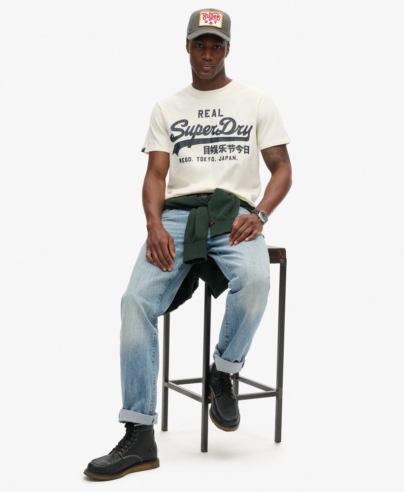 vintage logo grafisch t-shirt in ecru