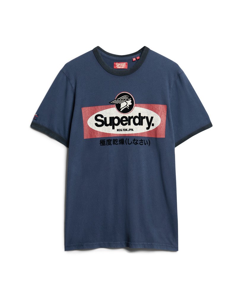 core logo ringer workwear graphic t-shirt in richest navy