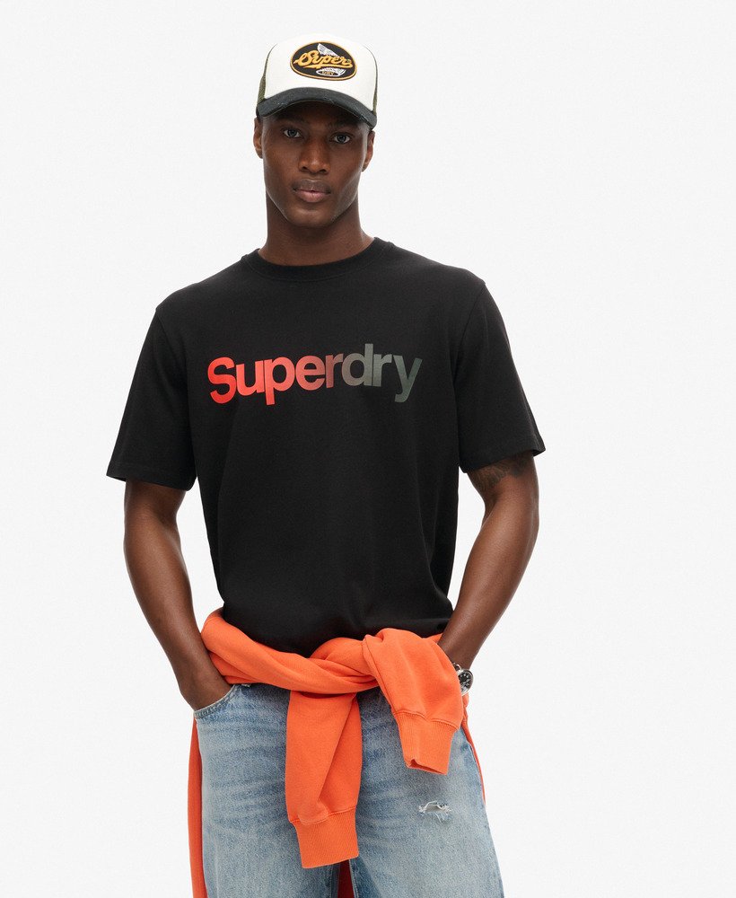 core logo fade loose t-shirt in zwart