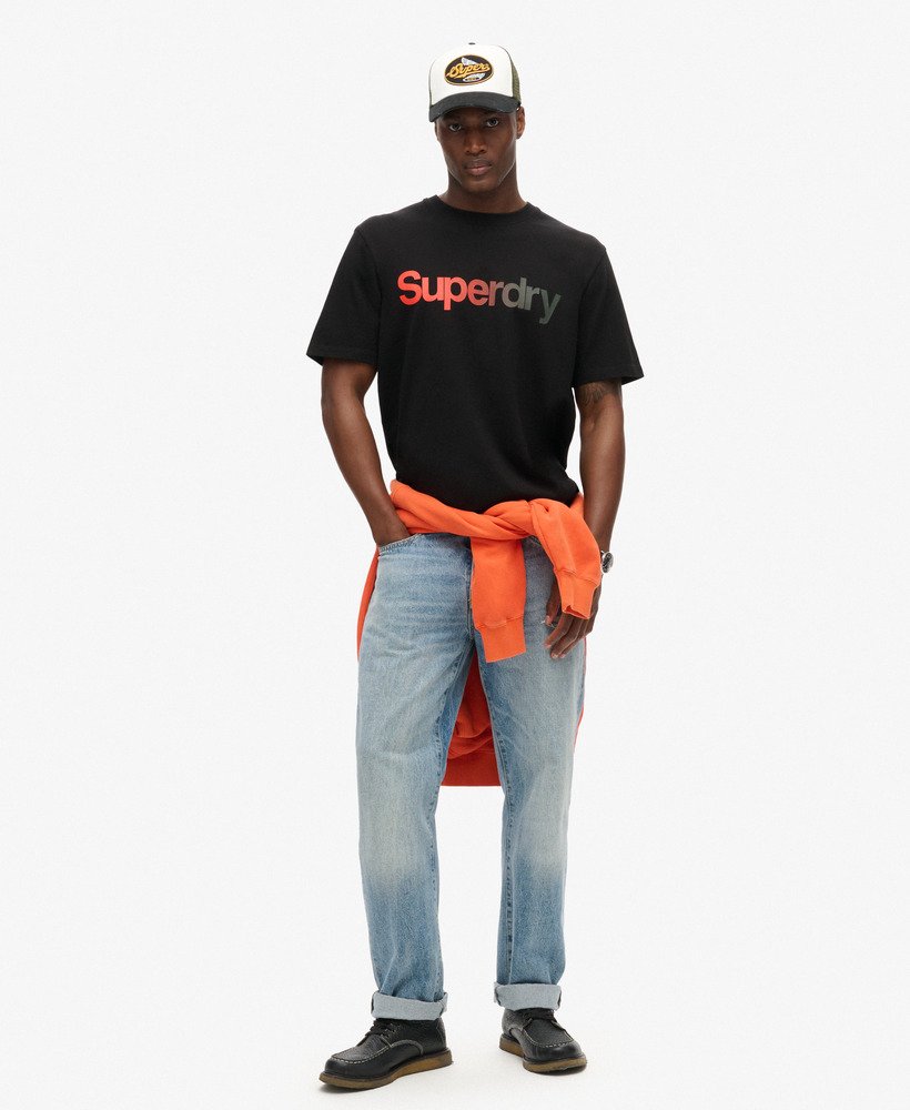 core logo fade loose t-shirt in zwart