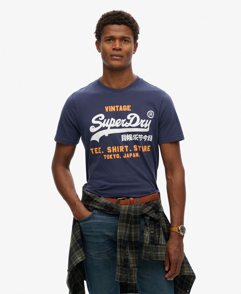 vintage logo klassiek t-shirt in atlantic navy