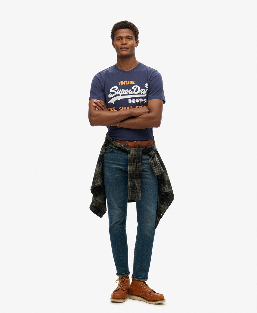 vintage logo klassiek t-shirt in atlantic navy