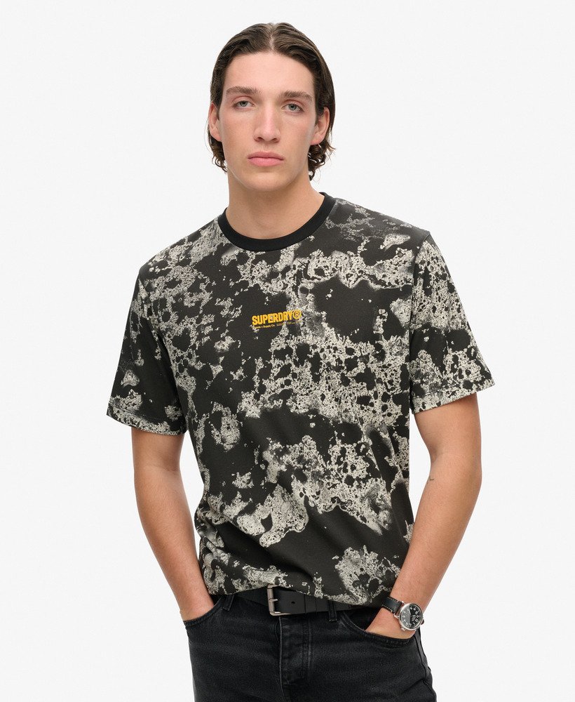 utility camo graphic loose t-shirt in texture print black