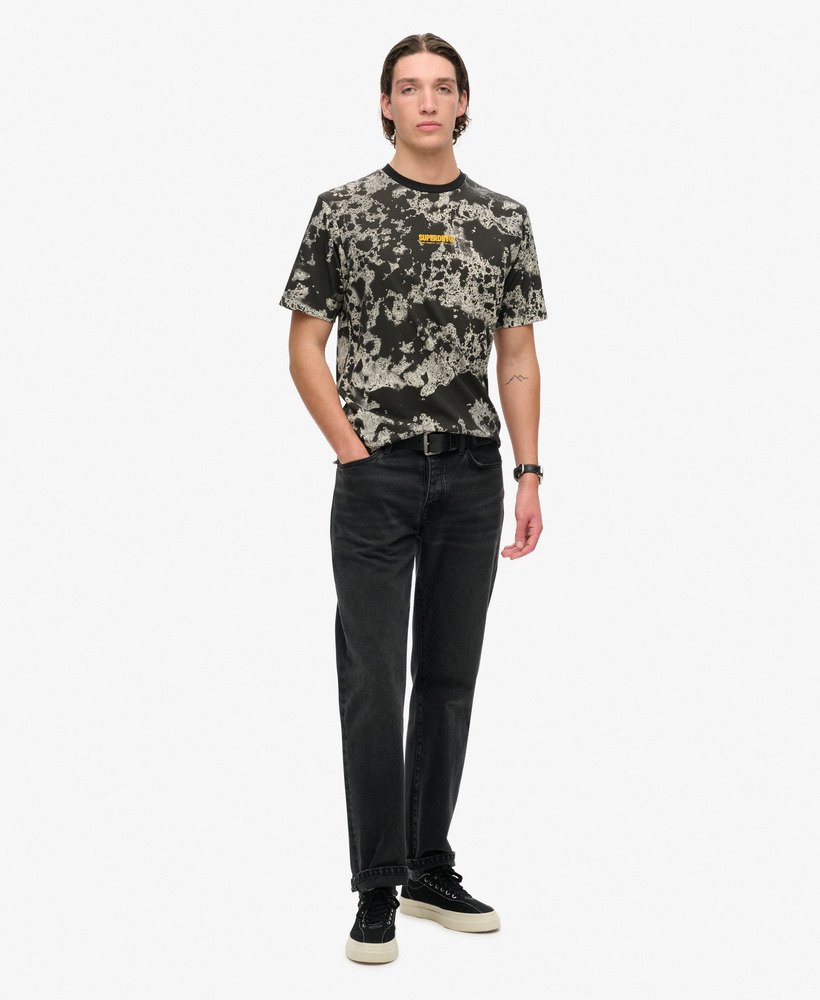 utility camo graphic loose t-shirt in texture print black