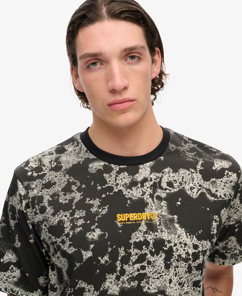 utility camo graphic loose t-shirt in texture print black