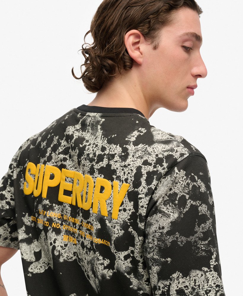 utility camo graphic loose t-shirt in texture print black