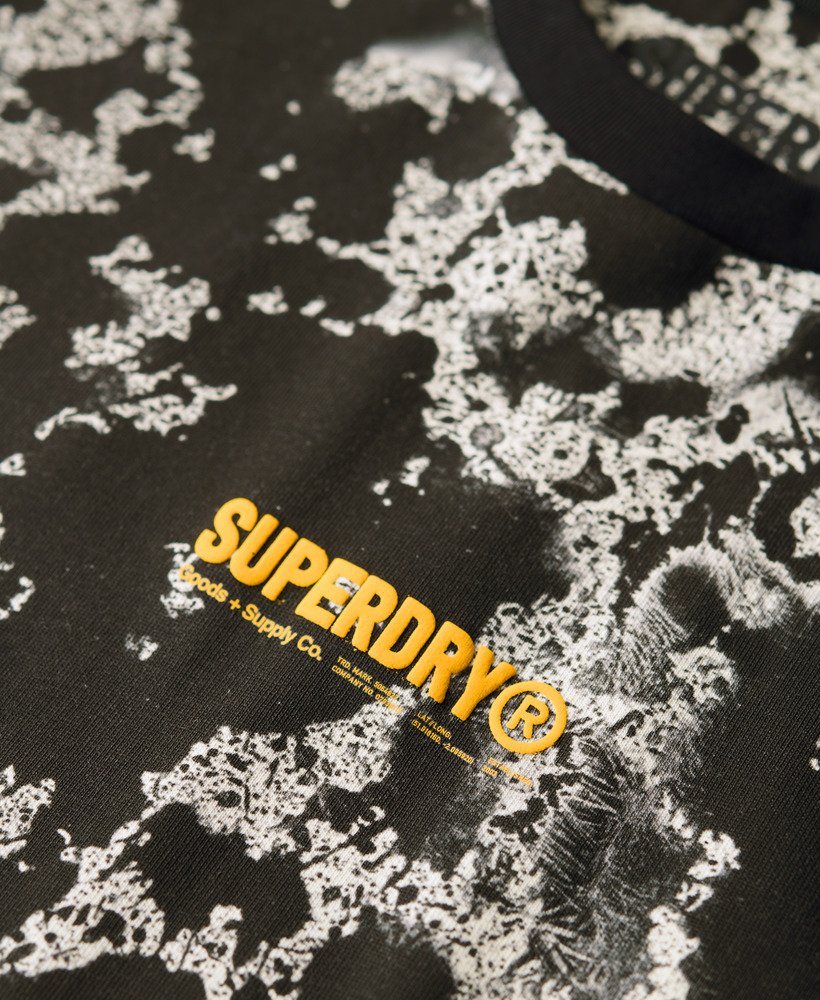 utility camo graphic loose t-shirt in texture print black