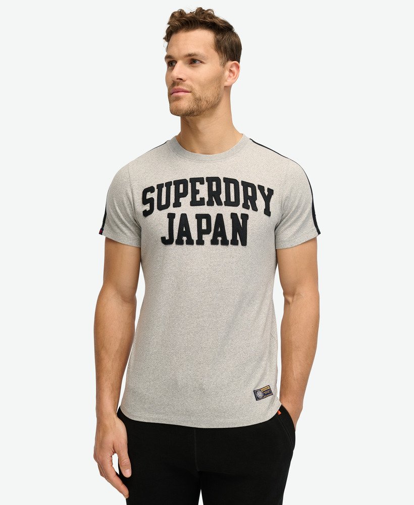 vintage sportief gestreept t-shirt in vintage sweatstof lichtgrijs gemêleerd.