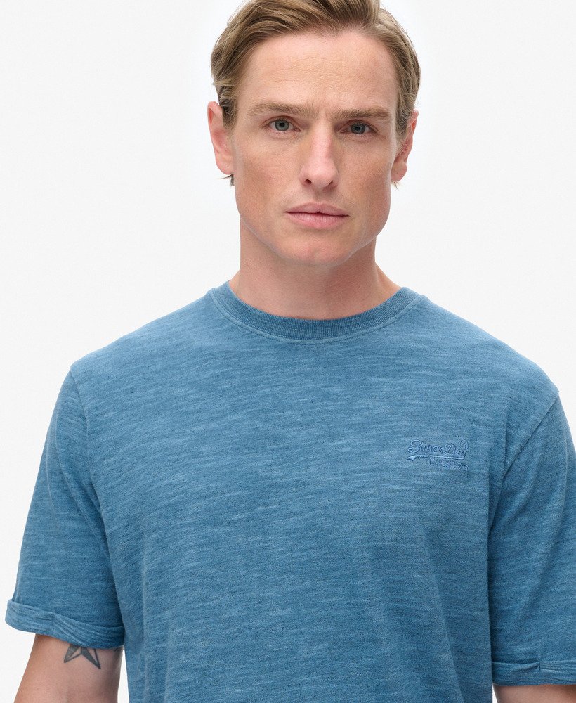 overgeverfd slub gemêleerd t-shirt in maanlichtblauw