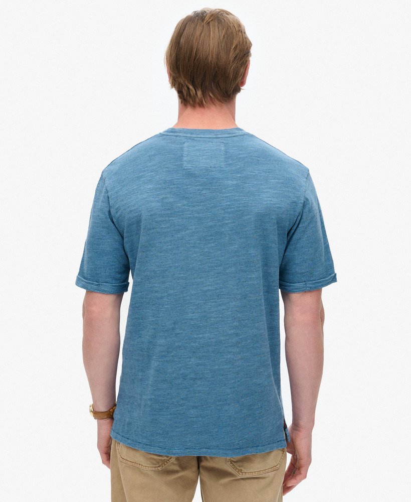 overgeverfd slub gemêleerd t-shirt in maanlichtblauw