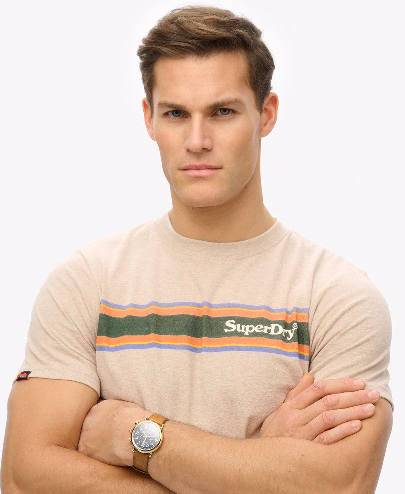 Relaxed T-shirt met logo van de locatie en strepen