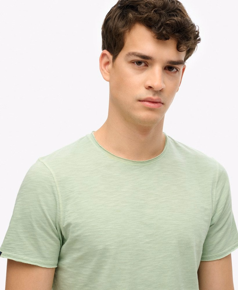 T-shirt met rafelige randen en slubstructuur