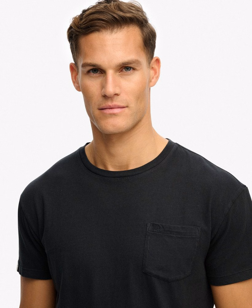 Klassiek katoen-linnen T-shirt met borstzak