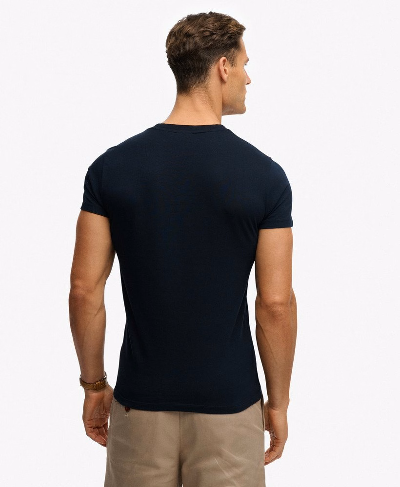 T-shirt met V-hals en geborduurd logo van biologisch katoen