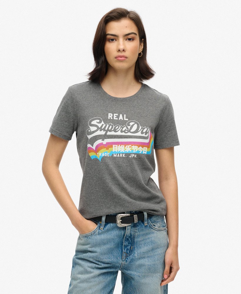 vintage logo t-shirt in houtskoolgrijs.