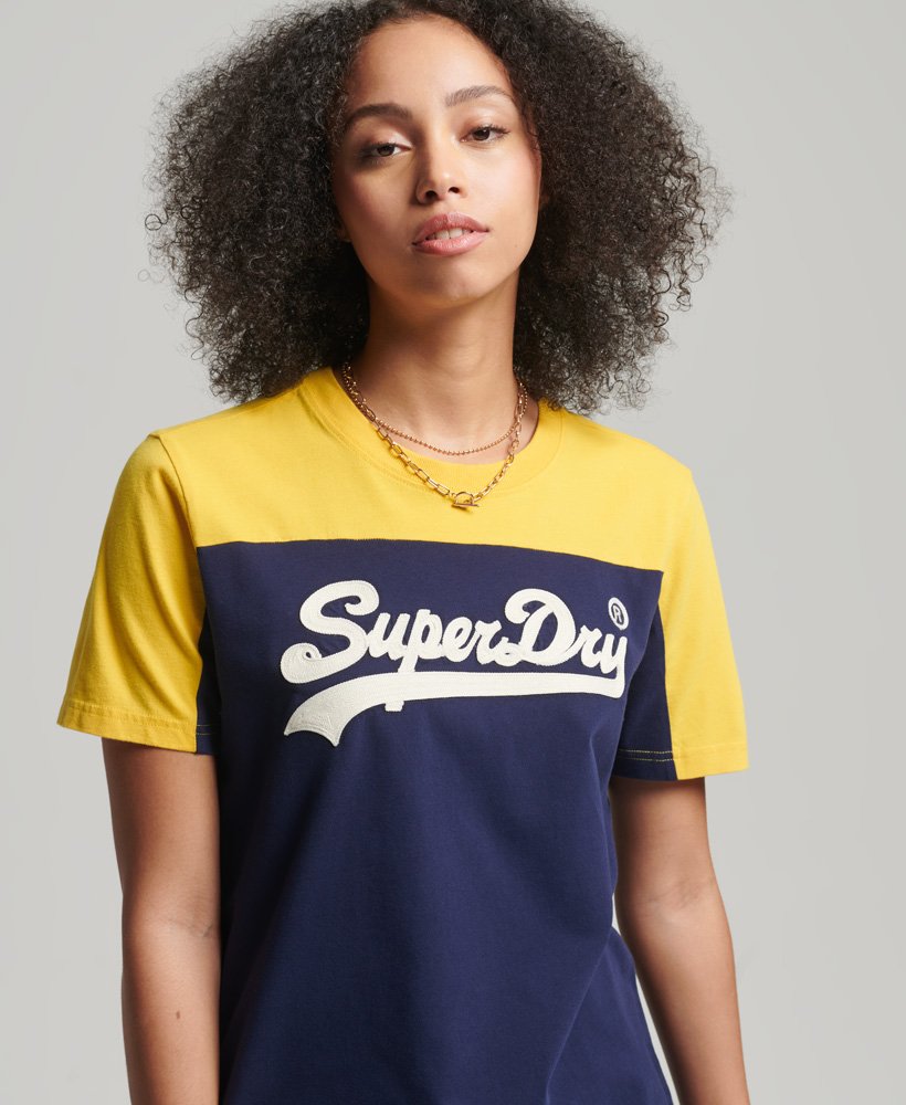 vintage logo college t-shirt in diep marineblauw
