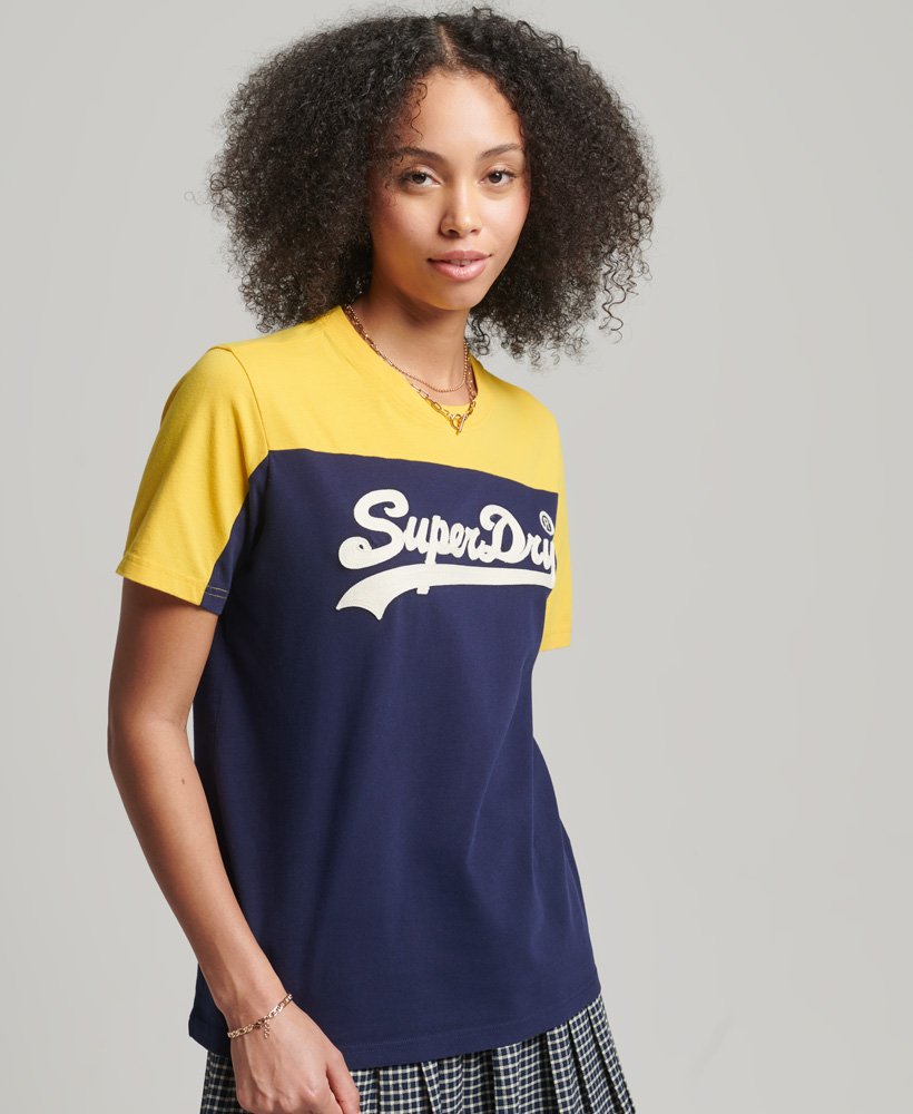 vintage logo college t-shirt in diep marineblauw