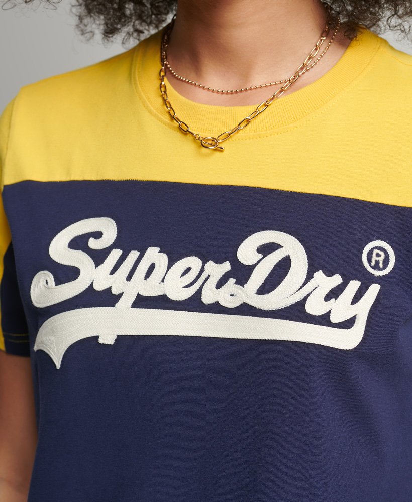 vintage logo college t-shirt in diep marineblauw