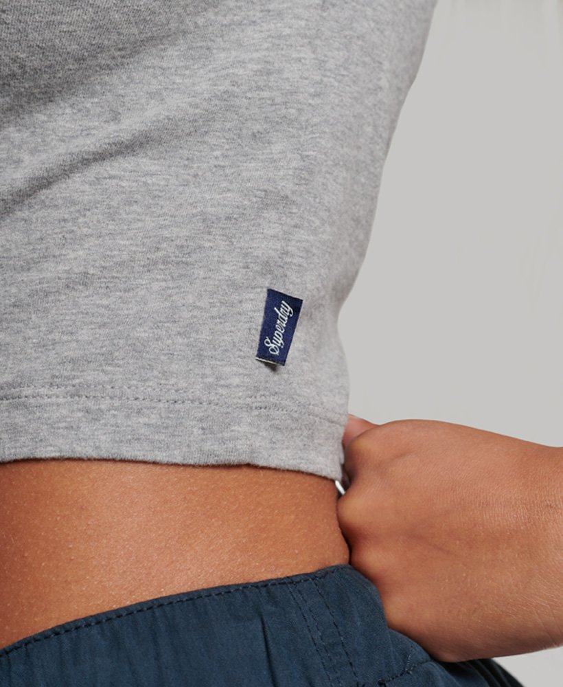 biologisch katoenen cropped baseball t-shirt in grijs gemêleerdrood
