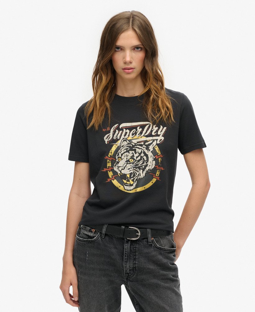 boho-grafisch t-shirt in zwart