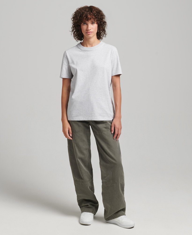 t-shirt van biologisch katoen met vintage logo en borduursel in glacier grey marl.