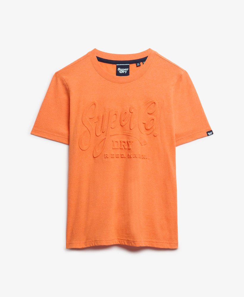 t-shirt met reliëf in scriptstijl in naranja marl