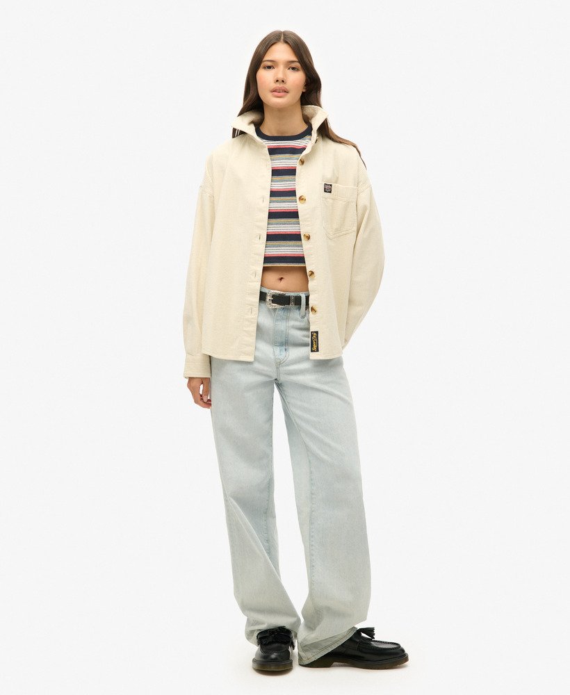 vintage gestreept crop t-shirt in eclipse navyblue stripe