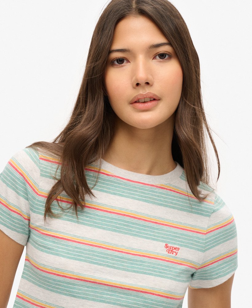 vintage gestreept crop t-shirt in zomerse rode strepen