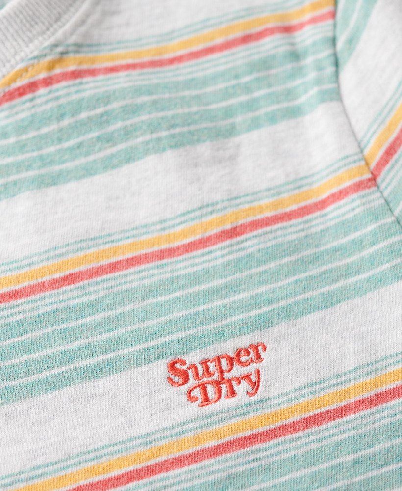 vintage gestreept crop t-shirt in zomerse rode strepen