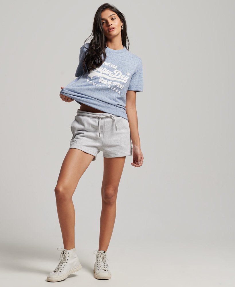 vintage t-shirt van biologisch katoen met logo en opdruk in la soft blue marl.