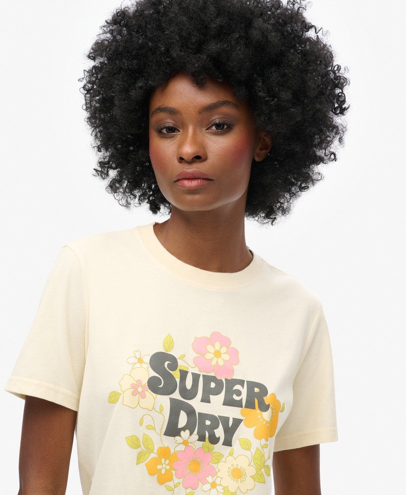 vintage t-shirt met bloemenprint in ecru marl
