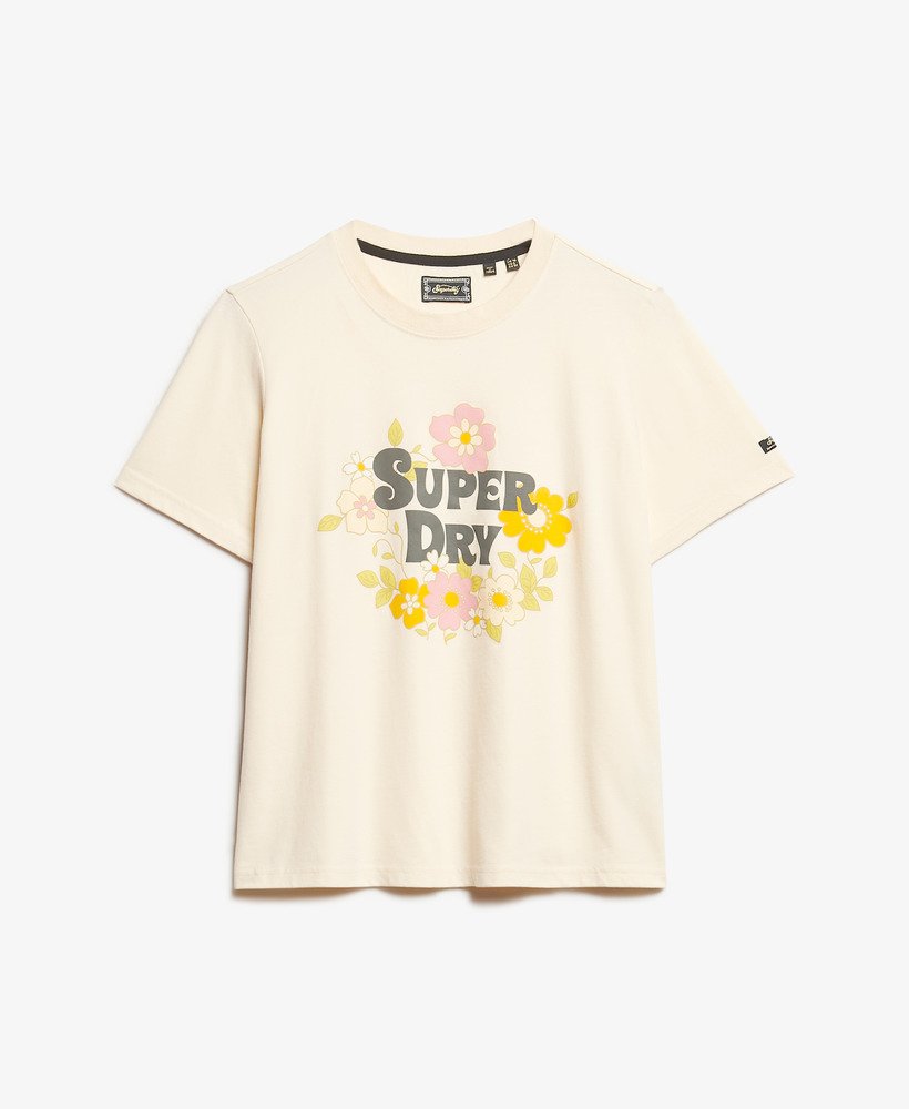 vintage t-shirt met bloemenprint in ecru marl