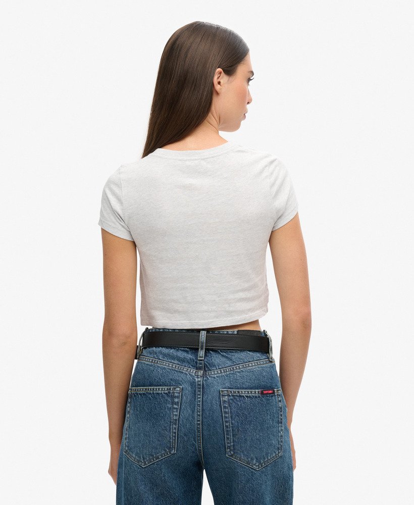 vintage gestreept crop t-shirt in cali paarsgrijs gestreept