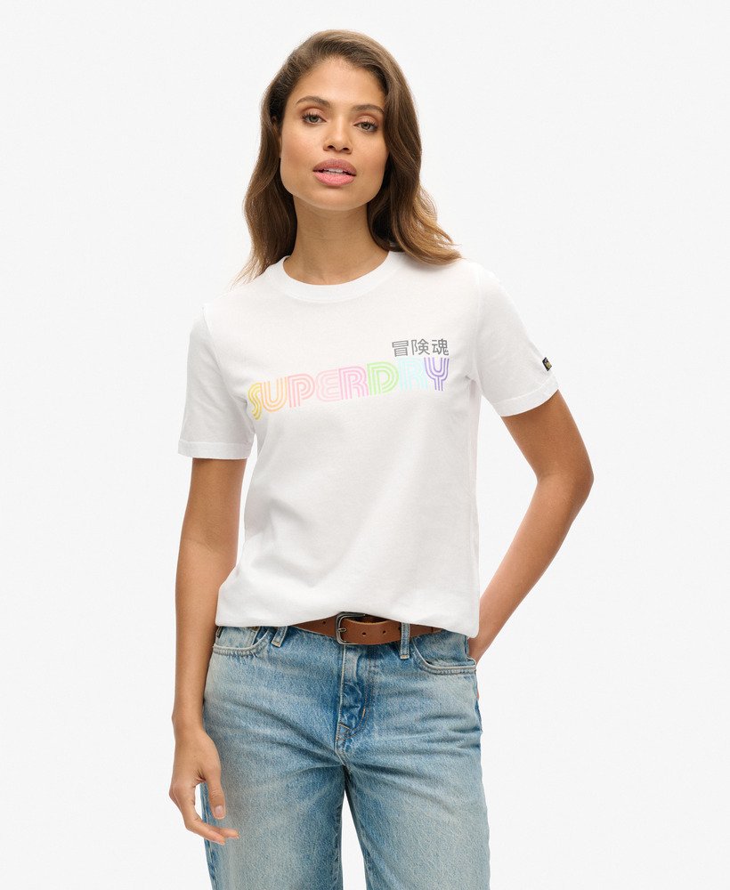 vintage retro regenboog t-shirt in optic