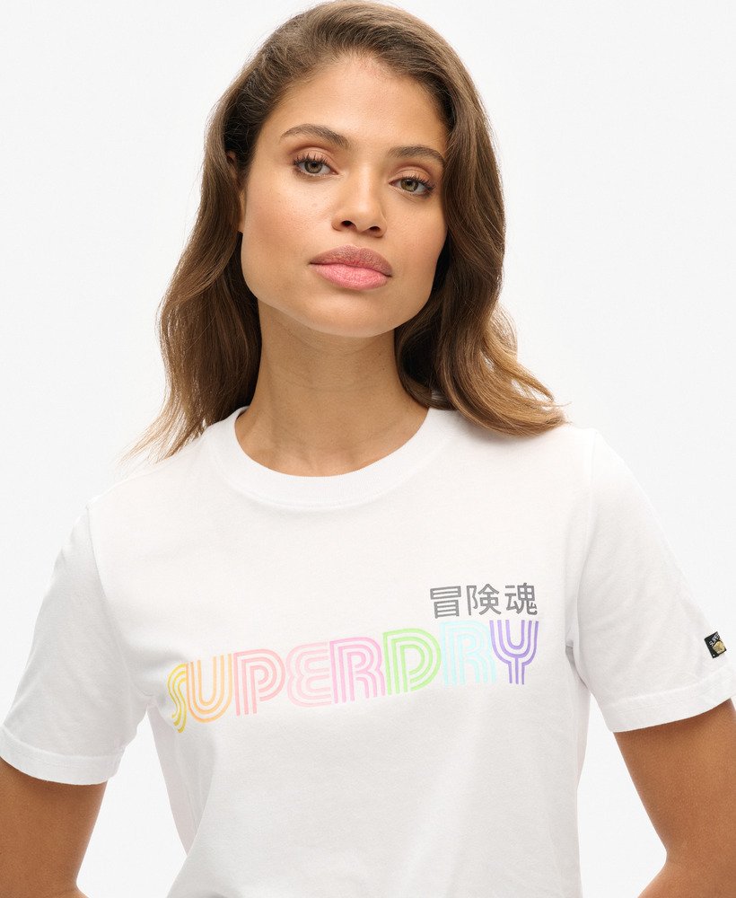 vintage retro regenboog t-shirt in optic